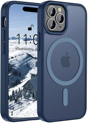 ORDA Magnetic Case for iPhone 15 Pro Case Compatible with MagSafe,for iphone 15 pro phone case Translucent Matte Back Slim,Military Grade Drop Proof Hard Back Protective Cover 6.1-Deep Blue