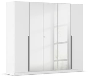 Rauch Möbel ALBA, Kleiderschrank, Farbe Weiß, Breite 226 cm | Schrank, 5-türig, mit Spiegel, Zubehör Premium, für Schlafzimmer, Kinderzimmer, Babyzimmer, Homeoffice, Garderobe, Flur