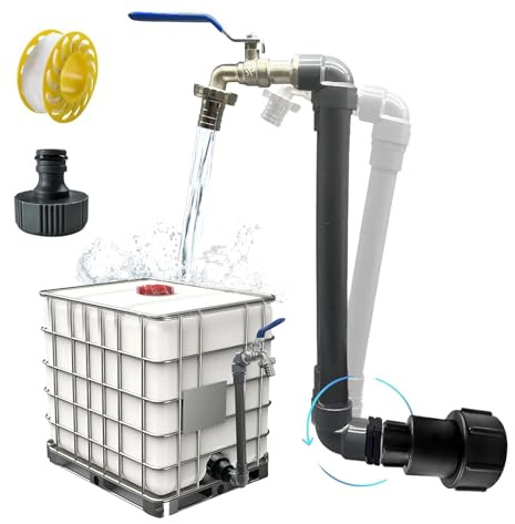 IBC Schwanenhals 3/4 Auslaufhahn, IBC Tank Schwanenhals, IBC Tank Wasserhahn Zubehör, Für 1000l Wassertank Zubehör Messing Auslaufhahn, IBC Container S60x6 3/4 Zoll Zubehör (A)