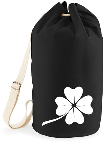 Huuraa Seesack Kleeblatt Silhouette 20 Liter Black Baumwolle Rucksack Geschenkidee