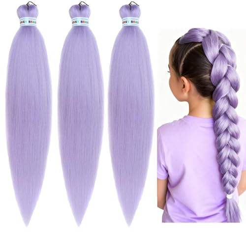 XIEXIESHER 3 PCS Viola Chiaro Extension Per Treccine Africane, 26 Treccia Capelli Extension Treccia, Capelli Sintetici Viola Intrecciati, Lunghi Intrecciati, per Cosplay