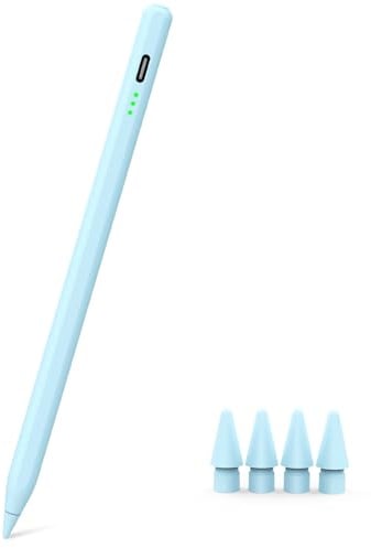 Blue Stylus Pen for iPad Pro Air Mini 2018-2026, Palm Rejection Fast Charge | Compatible with iPad 6–11 Gen (A16), iPad mini 5/6/7, iPad Air 3–6 Gen (M2/M4), iPad Pro 11/12.9 1–6 Gen, M4 iPad Pro 11/13