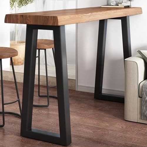 JS Ellie Verdickter Stehtisch aus Massivholz mit stabilem und tragendem Eisenrahmen, geeignet für Wohnzimmer, Esszimmer und Cafés Walnut 140cm