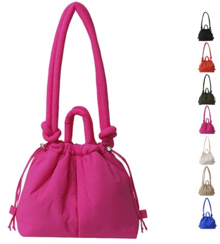 Neksong Ölend Ona Soft Bag ÖLEND Accessoires Homme Femme, Sac à Main Puffer Matelassé en Coton, Léger et à Grand Volume, avec Cordon Tiraillement, Tote Bag Femme pour Voyage, Gym, Shopping (Rose)
