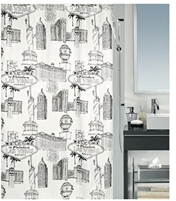 Spirella Anti-Schimmel Duschvorhang - Anti-Bakteriell, waschbar, wasserdicht, Polyester, „Las Vegas“ 240x180cm Weiß