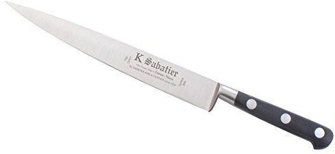 K SABATIER - Filet De Sole 20 Cm Gamme Authentique - Acier Inoxydable - Manche Noir - 100% Forge - Entièrement Fabrique en France
