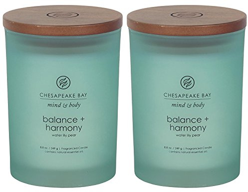 Chesapeake Bay Balance + Harmony Duftkerzen Seerose Birnenduft Mittelgroß Natürliches Sojawachs 50 Stunden Brenndauer 2 Stück