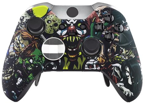 eXtremeRate Coque Avant,Boîtier Housse de Remplacement pour Xbox One Elite Manette Contrôleur Modèle 1698-La Fête Effrayante