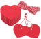 Herz Geschenkanhänger Valentinstag Anhänger Kraftpapier Etiketten, 100 Stück Tags mit Rot und Weiß Schnur, für Hochzeit Geschenke Basteln Deco (Rot)