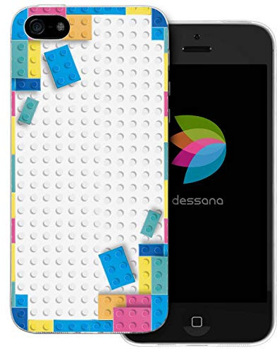 dessana Bausteine transparente Schutzhülle Handy Case Cover Tasche für Apple iPhone 5/5S/SE Pastell Rahmen