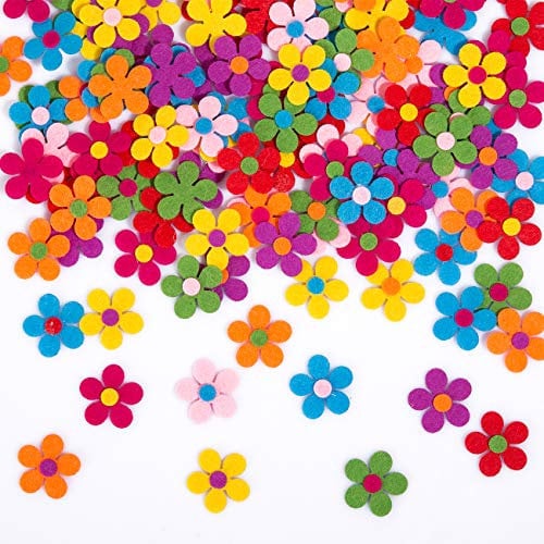 Naler 120 x Fliz Blüten Bunte Stoff Blümchen Deko Blumen für Kinkder Basteln - 2,8 cm