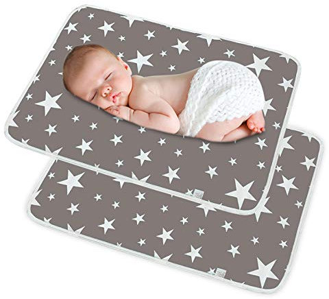 SACONELL 2 Pack Baby Waterproof Changing Mat,19.6'' X 27.5'' Portable Nappy Change Mat Unisex Infant Diapering Sheet Protector Cotton Absorbent Sheet Bed Pads