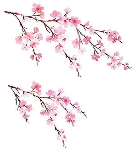 DECOWALL DWL-1903 Aquarell Kirschblüten Wandtattoo Wandsticker Wandaufkleber Wanddeko für Wohnzimmer Schlafzimmer Kinderzimmer