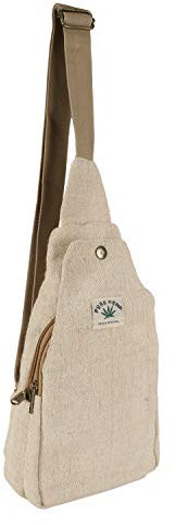 Suman Enterprises Hanf Sling Rucksack - Hanf Crossbody Bag - Hanf Schulterrucksack Verstellbarer Riemen für Damen & Herren, gebrochenes weiß, Medium, Sling Rucksäcke