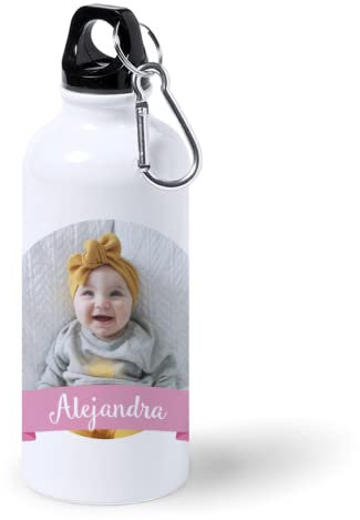 Kadoo Regalos Botella de Aluminio Personalizada Infantil con Foto Y Lazo (600ml)