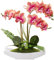 Kunstblume Orchidee Künstlich Phalenopsis Blumen im Kunststofftopf Kunstpflanze für Home Office Hochzeit Heiratsantrag Dekoration Weiß Rosa Violett