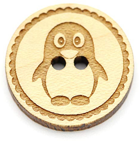 NaturSchatulle Holzknöpfe Gravur Motiv Pinguin 12-30mm I 25 Stück Ahorn 2 Loch Knöpfe Holz DIY Basteln Nähen Schmuckherstellung Annähen Rund 20mm