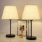 UOMIO Bedside Table Lamps Set of 2, Bedroom Modern Small Desk Lamps with Linen Fabric Shades and Metal Base Pair of Bedside Lamps for Bedroom, Living Room