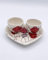 Amarcord Set Caffè Vassoio a forma di cuore con due tazzine in ceramica fatto e dipinto a mano con tulipani