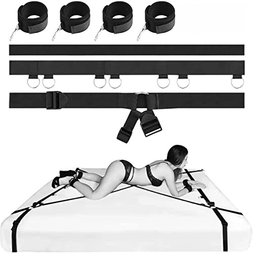 SM Bondage Sex Bett Fesseln für Paare Sexspielzeuge Set Bettfesseln mit Handschellen Bett set Fußfesseln für Frauen und Männer Sexy Bed Restraints