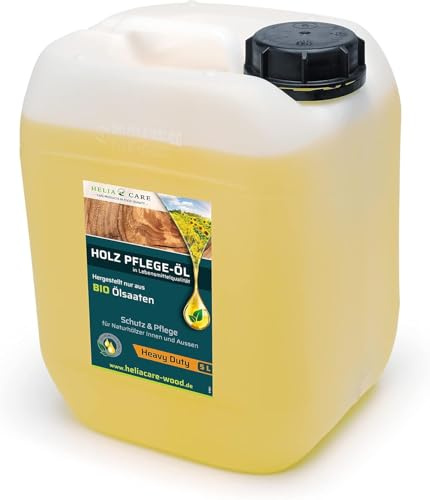 HeliaCARE Parkett Öl “Heavy Duty” - Bio Holzöl zur Parkettpflege - BIO Laminat- & Parkett Versiegelung - Geruch- und farbloses Holzpflegeöl - Premium Holzöl Innen & Außen zur Holzpflege (5 Liter)
