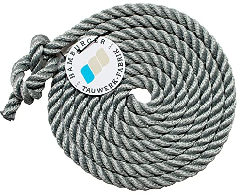 Tauwerk 10mm - Farbe: grau 3-litzig gedreht Leine Schnur Festmacher Rope Tau Seil Allzweckseil Reepschnur Lirolen-Tauwerk PP-Multifil, 3-schäftig gedreht (Länge 80mtr.)