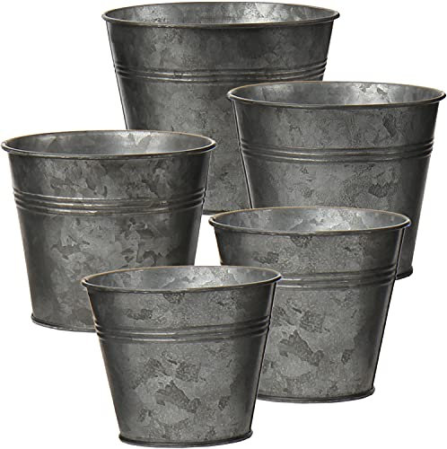 Oairse Set di 5 vasi da fiori in acciaio zincato perfetti per la decorazione moderna e vasi per piante, vasi decorativi in zinco per interni ed esterni