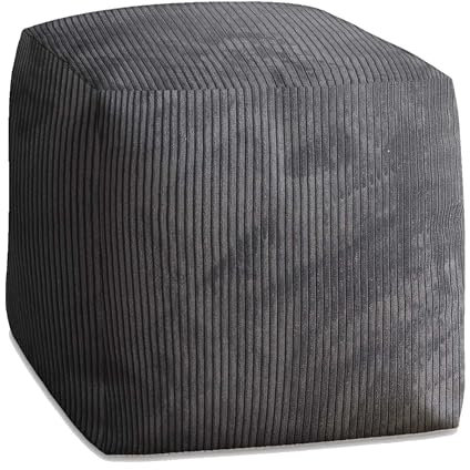 DreamRoots Pouf Hocker Cube 60x60x60cm - Cord Sitzpuff für Wohnzimmer - Fußhocker für Sessel und Sofa - Sitzwürfel - Fußablage