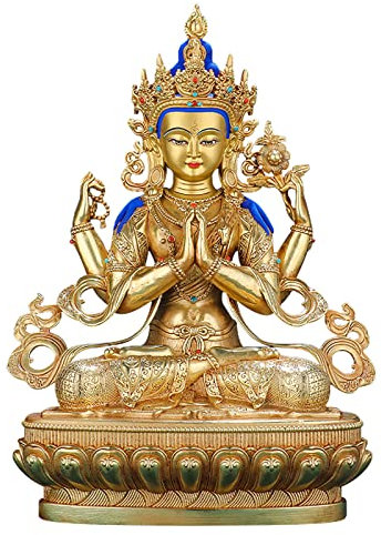 ZCXBHD Grüne Tara Statue Figur Deko, Buddha Meditations Skulpturen Wohnzimmer Hause Büro Dekoration,7 inch