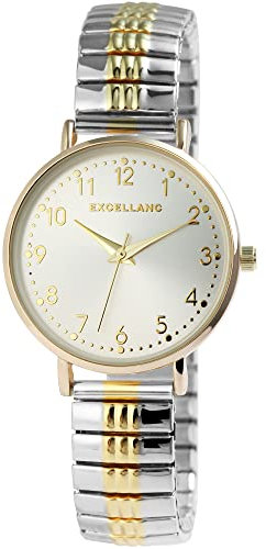 Excellanc Damen-Uhr Edelstahl Zugband analog Quarz 1700061 (silberfarbig goldfarbig)