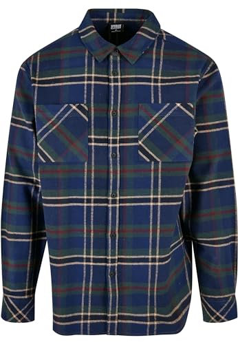 Urban Classics Herren Checked Mountain Shirt darkblue/Bottlegreen, M