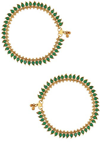 I Jewels Bracelet de cheville réglable plaqué or avec pierre cloutée pour filles et femmes (A050), Free Size, Pierre Métal, Sans pierre précieuse