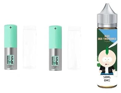 Pack de 2 accus MXJO 3500 18650 + fiole de 50ML eliquide de la marque Balboul Juice - Sans Tabac - Sans Nicotine