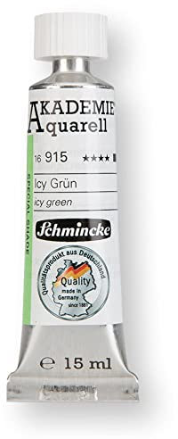 Schmincke – AKADEMIE® Aquarell Tubenfarbe, pastellige Icy Colours Sonderfarben, 15 ml Tube, 16 915 006 Icy Grün, feine Künstler-Aquarellfarben