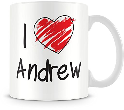 YINGD Tasse mit Aufschrift I Love Andrew, personalisierbar