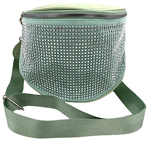 ayados Damen Crossbody Bag Bauchtasche Handtasche Schultergurt Cross body bag Tasche Strass Schultertasche Umhängetasche 250-02 (Grün)