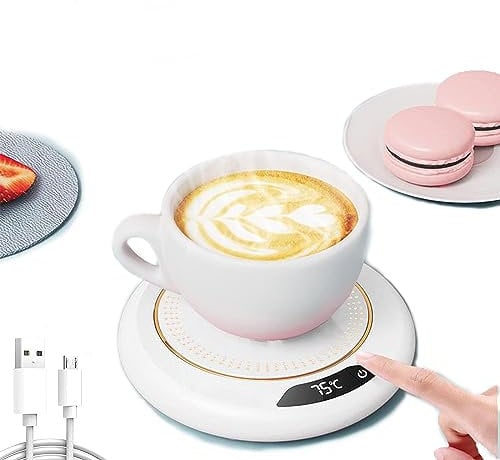 Generic Coffee Mug Warmer, 88°C 36W Auto Shut Off, 3-Temperature Settings Heating Pad for Milk, Tea & Hot Chocolate (White)