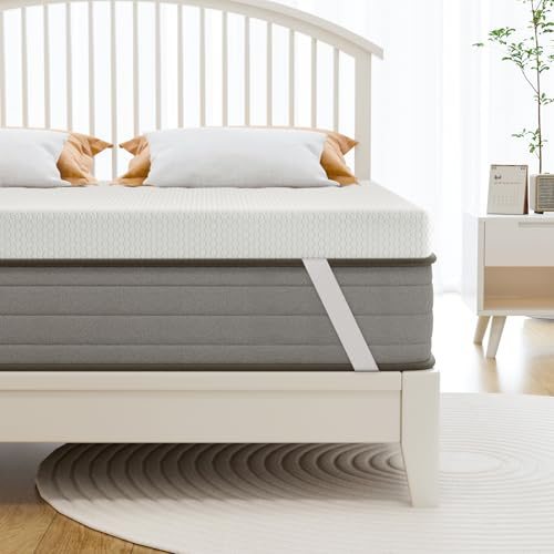 WOWTTRELAX Matratzenauflage aus Memory-Schaum, kleines Doppelbett, 7,6 cm, doppellagig, extra dick, flexibel, belüftetes Design mit waschbarem und abnehmbarem Strickbezug, Unterstützung für