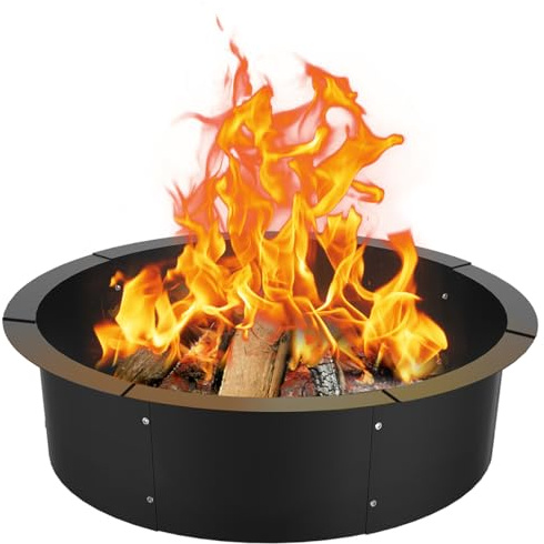 Comzinn 91,4 cm runder Feuerschalenringeinsatz für Holzverbrennung im Freien, 91,4 cm außen 78,9 cm innen, DIY Outdoor Feuerstelle Liner Ring für Garten, Terrasse, Hinterhof oder Camping, 1,5 mm