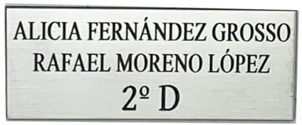 Placa para buzón personalizada. Chapa para buzón grabada. Chapa plástico inalterable personalizada con nombres y piso. Indica tu texto y selecciona medida (Negro)