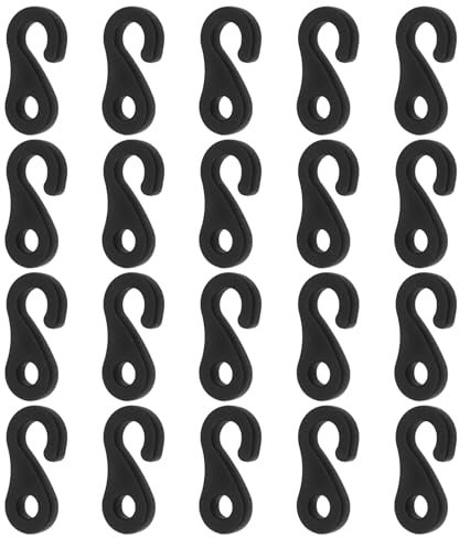 EMSea 20 ganci per tenda, ammortizzatori, ganci antivento, accessori per tende da campeggio, ombrelloni, plastica ABS, colore nero