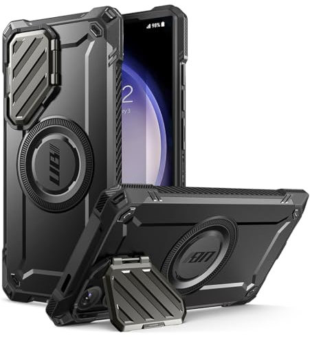 SUPCASE Coque pour Samsung Galaxy S24 Ultra Magnétique avec Support Protection Caméra [Adapté au S Pen] [MagSafe Charge sans Fil Compatible] Coque Antichoc Robuste pour Samsung S24 Ultra, Noir