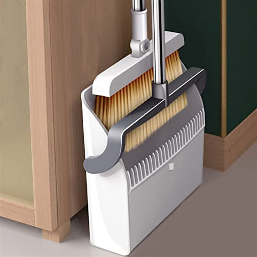 VELLOW Household Dustpans Dust Broom and Dustpan Set Upright Dustpan with Extendable Broomstick Household Cleaning Brush Windproof Foldable Magic Broom Efficient and Large Area Cleaning
