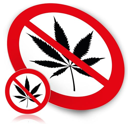 2 Stück Kiffen verboten Aufkleber - Cannabis Rauchverbot Sticker, Kiffen Verboten, ideal für Innen- & Außenbereich 14,8 cm