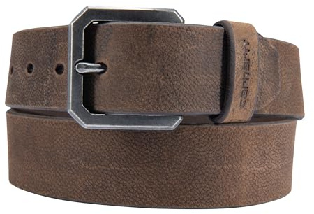 Carhartt Men's Durable Full Grain Saddle Leather Classic Belts, W/Rugged Antique Nickel Hardware, Dark Brown, 42