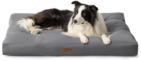 BEDSURE Wasserdichtes Hundebett große Waschbar - 91x68 cm hundematratze kühlmatte L für Hunde, Outdoor gepolstert Hundematte dunkelgrau in 10cm Höhe, selbstkühlend Grosse XL Hundekissen für Sommer