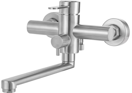 Wandarmatur Wasserhahn Wandmontage Drahtziehente Küchenarmatur mit Spritzpistole Ausziehbare Küchenwasserhahn aus Edelstahl 304 mit 360° Drehung Wandmontage