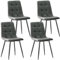JIJIAN Esszimmerstühle 4er Set, Techno Stoff Küchenstühle, Polsterstühle, Wohnzimmerstühle mit schwarzen Metallfüßen, für Esszimmer, Wartezimmer und Wohnzimmer, Dunkelgrau
