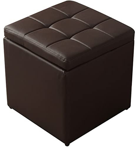 ALDDPWE Pouf Leder Stoffhocker Pouf Polsterhocker Frisiertisch Mit Stauraum Sitzfläche Fußhocker Quadratisch Elegant Für Wohnzimmer Schlafzimmer(Color:Dunkelbraun) Keep it in Mind