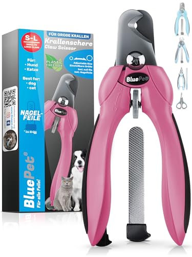 BluePet Coupe-Griffes pour Chien, Chat et Petits Animaux - Lime à Ongles intégrée - Coupe-Ongles Efficace (Les Animaux de Petite à Grande Taille Rose)